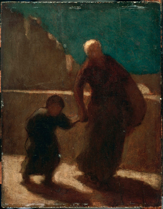 Honoré Daumier - On a Bridge at Night - 杜米埃.tif
